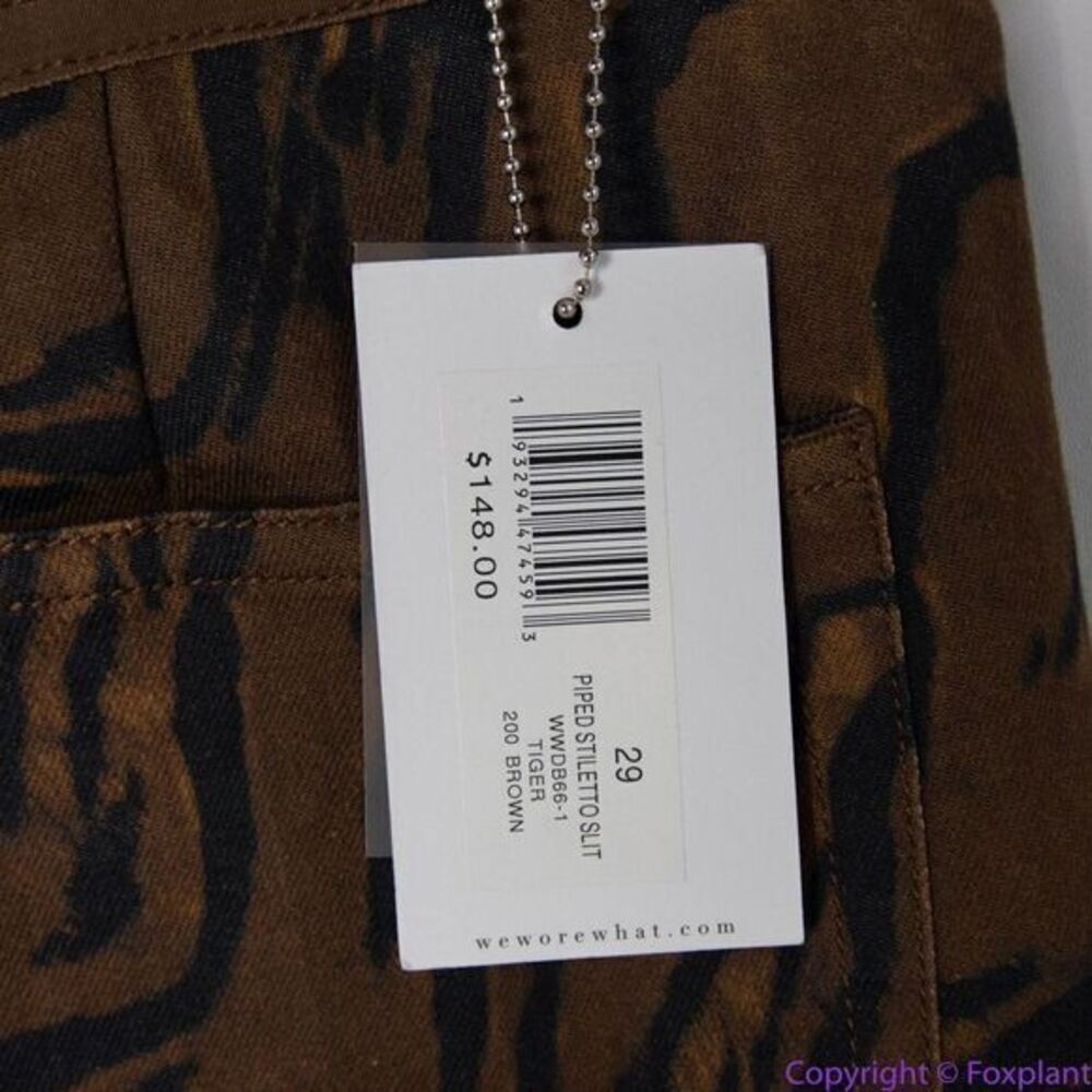 NEW WeWoreWhat Tiger Stripe Piped‎ Stiletto Slit The Icon Jeans, 29 - Picture 12 of 16